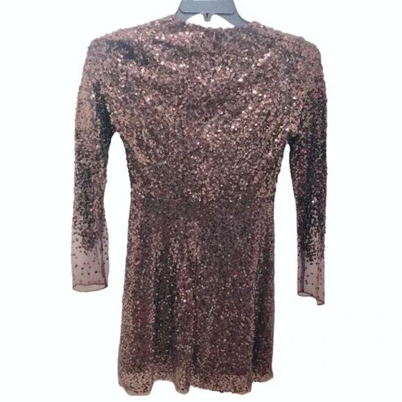 French Connection NWT Emille Sparkle Sequin Sheath Dress Bronze Brown, Size 0 - Picture 9 of 13